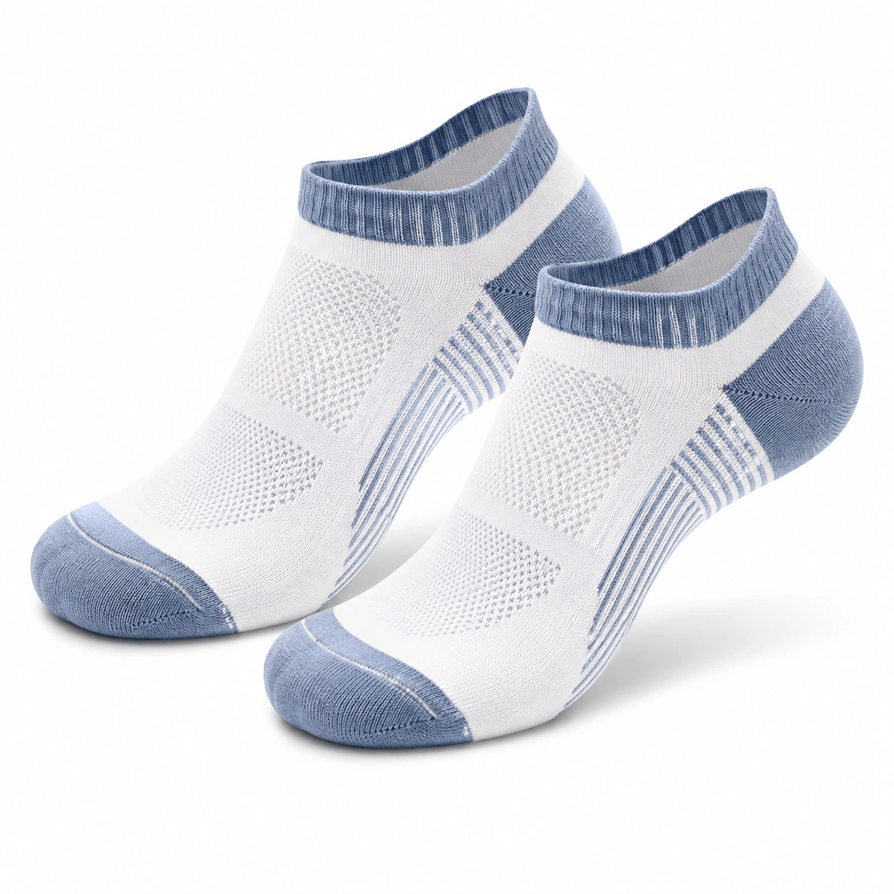 Chaussettes basses 35-38 en textile blanc et bleu pour sport et quotidien