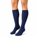 Chaussettes montantes 35-38 en maille bleu marine à côtes pour tenue habillée