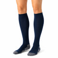 Chaussettes hautes 35-38 en maille bleu marine et gris - renforts talon et pointe
