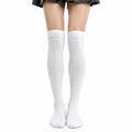 Chaussettes hautes 39-42 blanches en maille côtelée style classique
