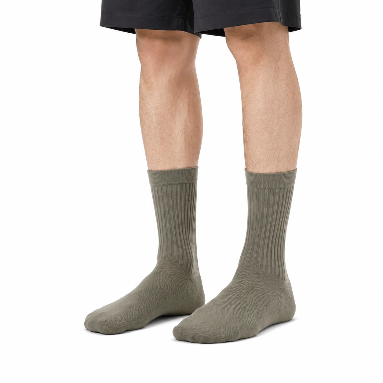 Chaussettes mi-mollet 35-38 en textile kaki côtelées usage quotidien