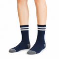 Chaussettes mi-mollet 39-42 en maille bleu marine et gris style sportif