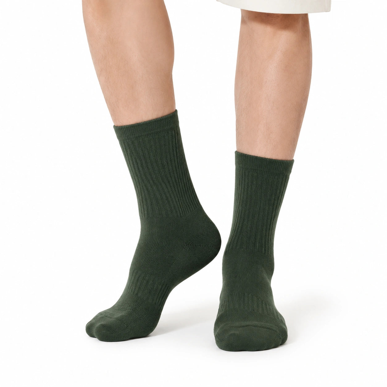 Chaussettes mi-mollet 39-42 en maille côtelée vert foncé style classique