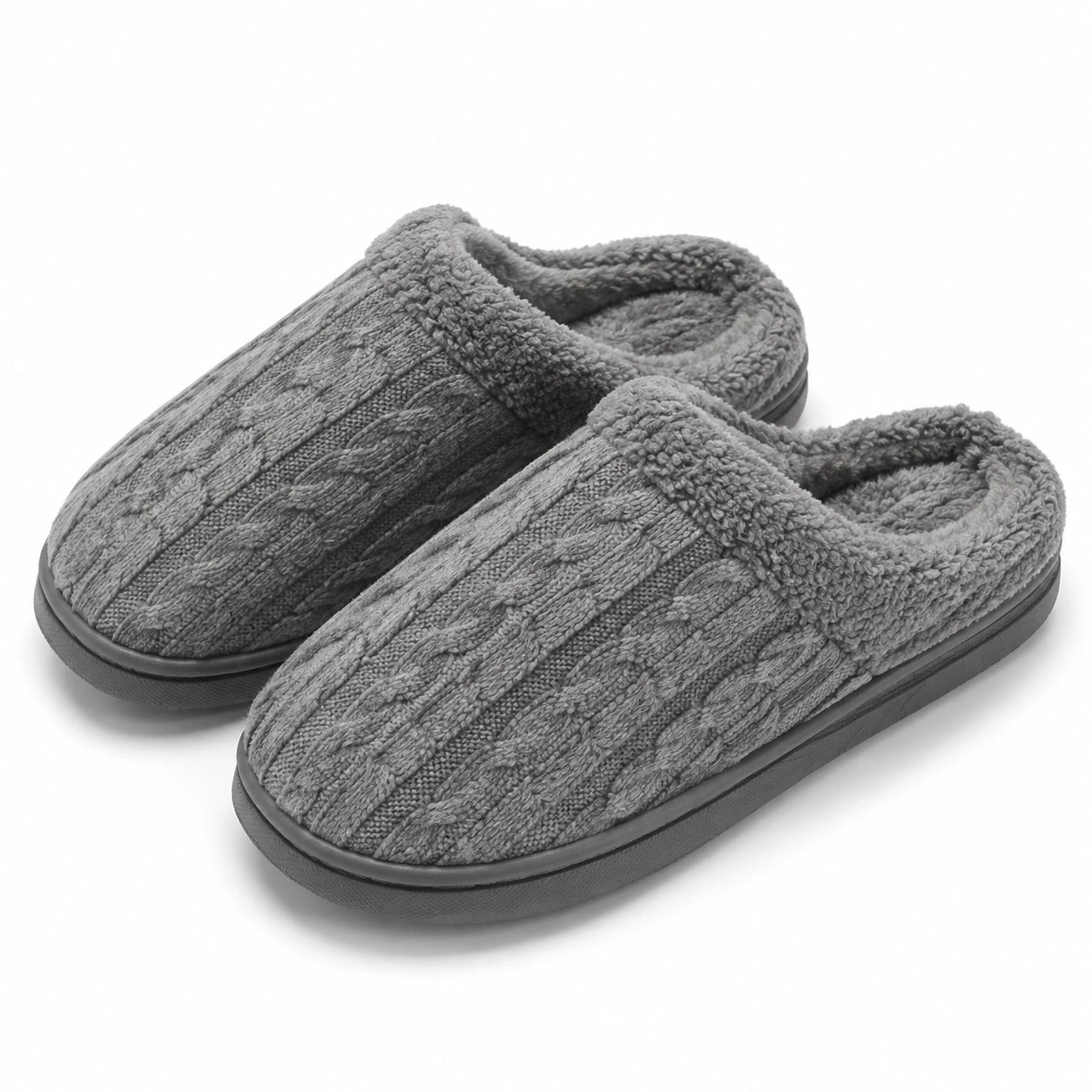 Chaussons 40/41 en textile gris à doublure douce - chaussures d'intérieur confortables