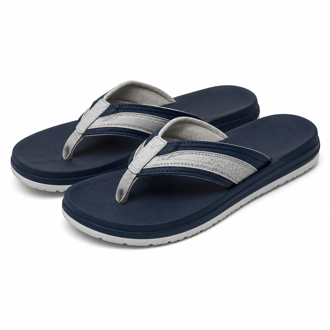 Tongs 38/39 bleu marine et gris en matière synthétique à semelle texturée