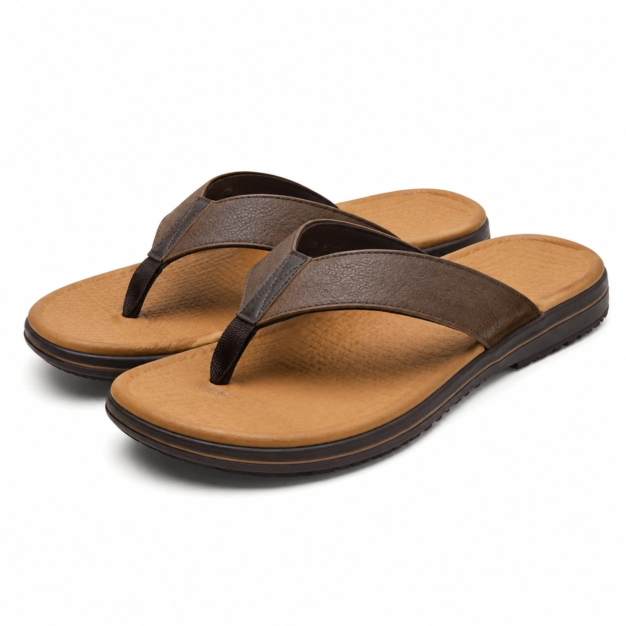 Tongs homme taille 40/41 brun en matière synthétique à semelle antidérapante